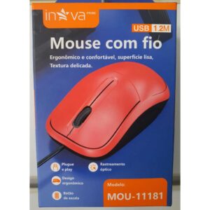 Mouse Com Fio Para Escritorio Vermelho