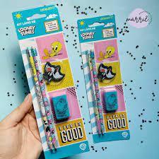 Kit Lápis HB Looney Tunes Lápis/Borracha/Apontador