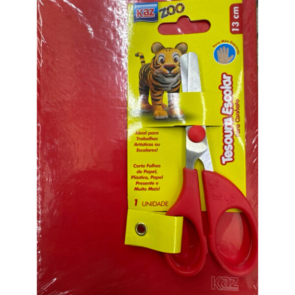 Tesoura Escolar Para Canhoto vermelha KAZ - Imagem 2