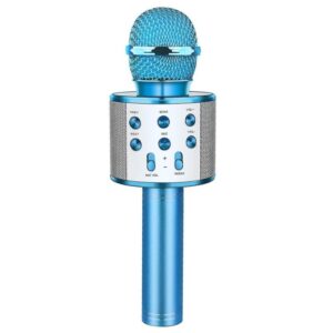 Microfone Bluetooth Karaokê Para Festas E Eventos Cor Azul.