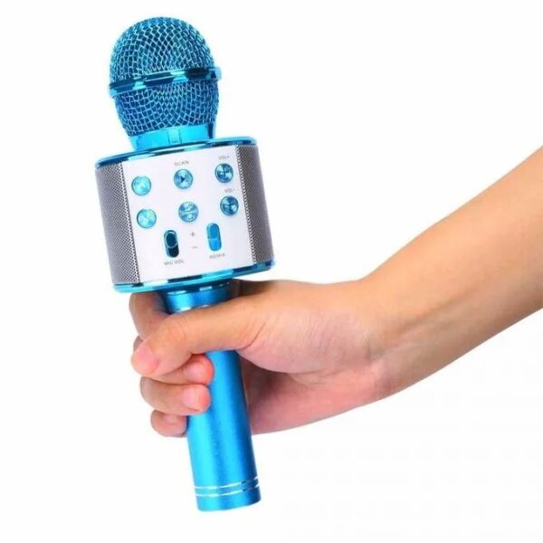 Microfone Bluetooth Karaokê Para Festas E Eventos Cor Azul. - Imagem 2