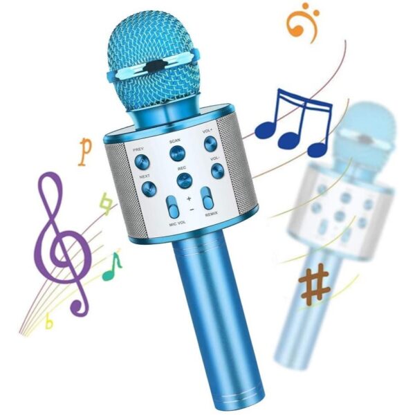Microfone Bluetooth Karaokê Para Festas E Eventos Cor Azul. - Imagem 3